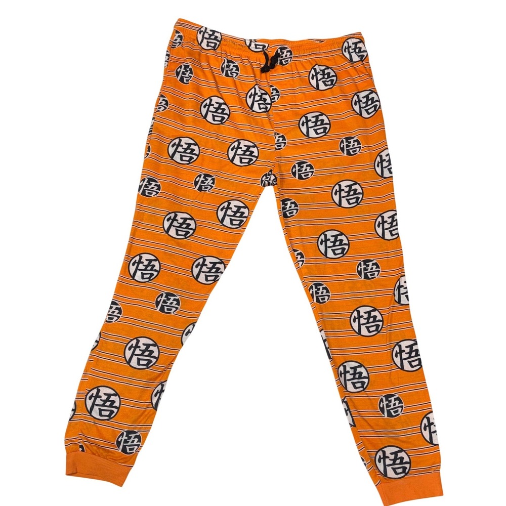 Dragon Ball Z Sleep Pants XL Orange Goku Kanji Graphic Lounge Joggers Anime